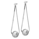 Sterling Silver Drop Earrings with Sleek Snake Chain and Brushed Ball Accents