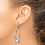 Sterling Silver Drop Earrings with Sleek Snake Chain and Brushed Ball Accents