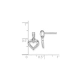 Sterling Silver Heart Shaped Dangle Earrings with Cubic Zirconia Accent Bail