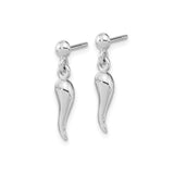 Sterling Silver Dangle Earrings with Cubic Zirconia, Italian Horn Cornicello Charms, Evil Eye Amulet