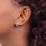 Sterling Silver Treble Clef Stud Earrings with CZ Stones