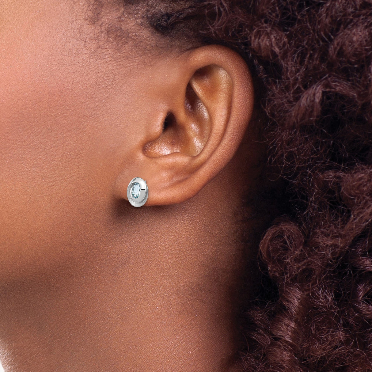 Sterling Silver Stud Earrings with Sky Blue Topaz in Modern Swirl Design for Women