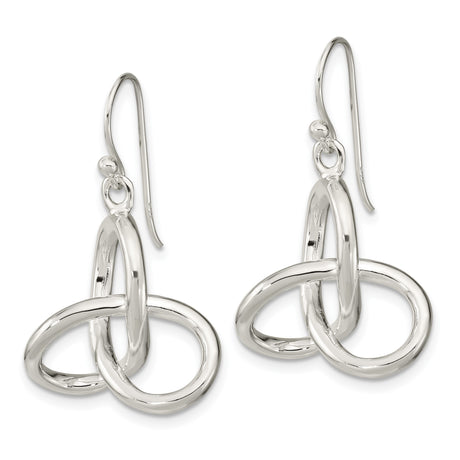 Sterling Silver Dangle Earrings with Openwork Trinity Knot, Celtic Irish Heritage Design