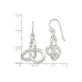 Sterling Silver Dangle Earrings with Openwork Trinity Knot, Celtic Irish Heritage Design