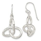 Sterling Silver Dangle Earrings with Openwork Trinity Knot, Celtic Irish Heritage Design