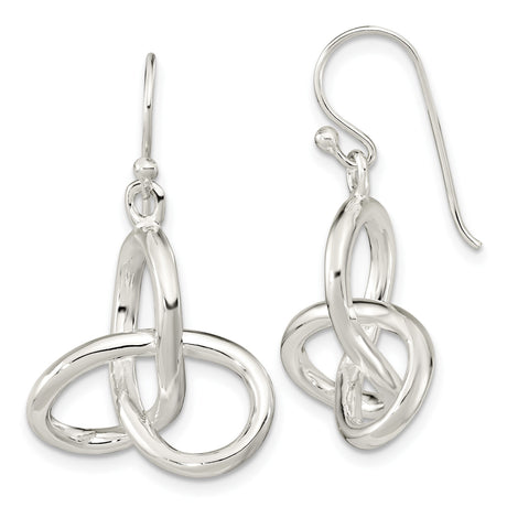 Sterling Silver Dangle Earrings with Openwork Trinity Knot, Celtic Irish Heritage Design