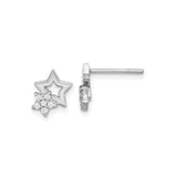 Sterling Silver Star Stud Earrings with Cubic Zirconia and Open Cut Celestial Design