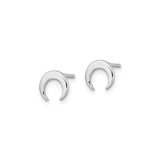 Sterling Silver Crescent Moon Stud Earrings, Minimalist Celestial Design for Women