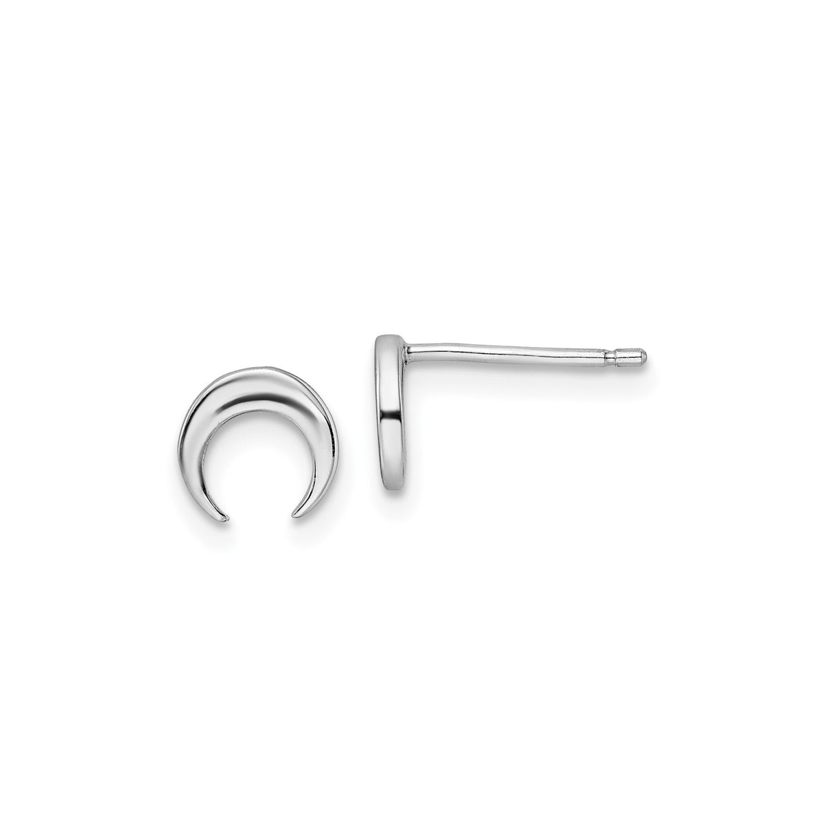 Sterling Silver Crescent Moon Stud Earrings, Minimalist Celestial Design for Women