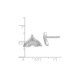 Sterling Silver Whale Tail Stud Earrings With Pave CZ