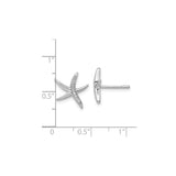 Sterling Silver Starfish Stud Earrings with Cubic Zirconia, Curved Nautical Theme