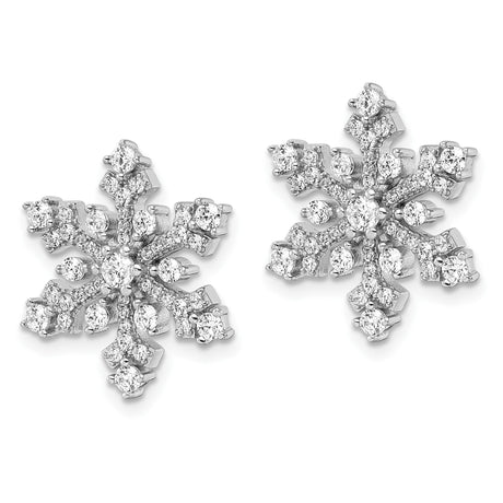 Sterling Silver Snowflake Stud Earrings with Cubic Zirconia, Winter Holiday Jewelry for Women