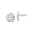 Sterling Silver Stud Earrings with Openwork Lotus Flower and Om Symbol Design