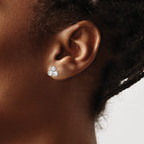 Sterling Silver Stud Earrings with Clear Cubic Zirconia, Triangle Cluster Design