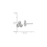 Sterling Silver Stud Earrings with Clear Cubic Zirconia, Triangle Cluster Design