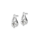 Sterling Silver Teardrop Stud Earrings With Openwork CZ