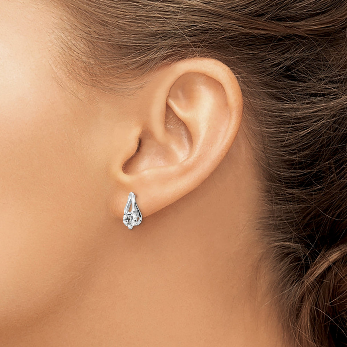 Sterling Silver Teardrop Stud Earrings With Openwork CZ