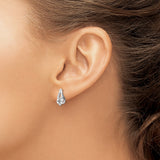 Sterling Silver Teardrop Stud Earrings With Openwork CZ