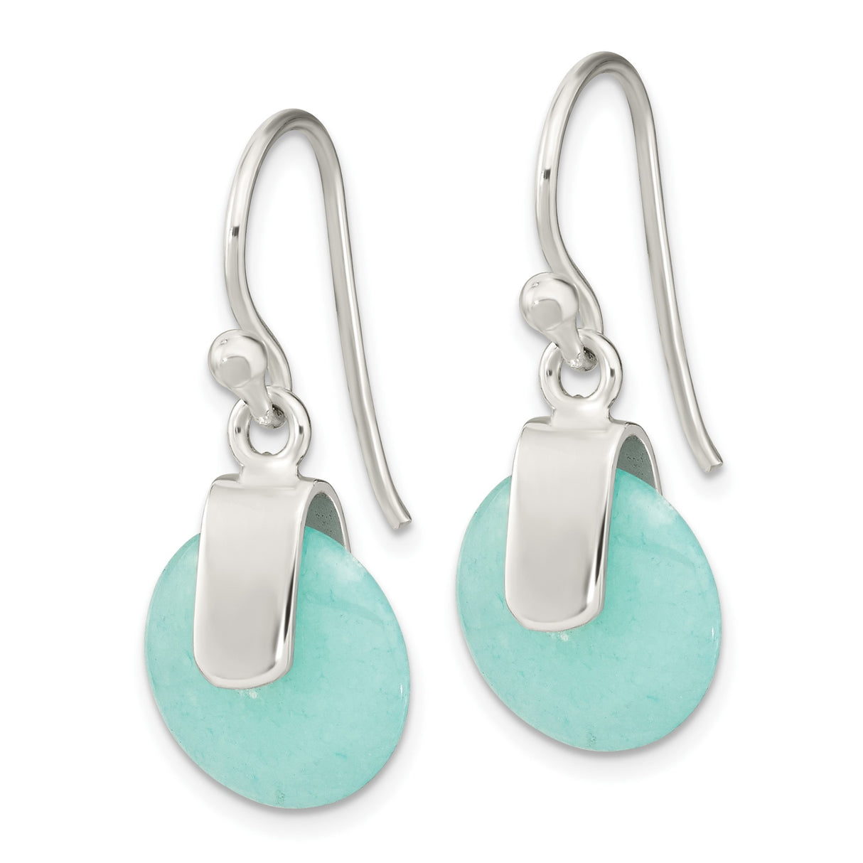 Sterling Silver Dangle Earrings with Created Turquoise, Bezel Set Minimalist Design