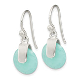 Sterling Silver Dangle Earrings with Created Turquoise, Bezel Set Minimalist Design