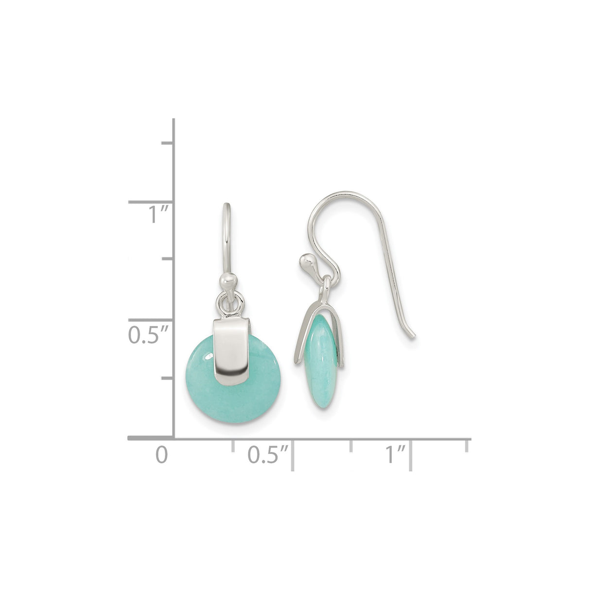 Sterling Silver Dangle Earrings with Created Turquoise, Bezel Set Minimalist Design
