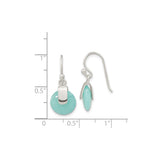Sterling Silver Dangle Earrings with Created Turquoise, Bezel Set Minimalist Design