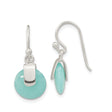Sterling Silver Dangle Earrings with Created Turquoise, Bezel Set Minimalist Design