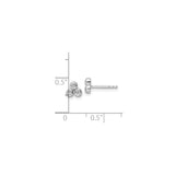 Sterling Silver Stud Earrings with Triangular Bezel Set Cubic Zirconia Trio, Minimalist Design