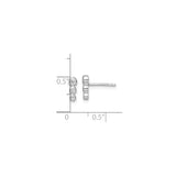 Sterling Silver Vertical Trio CZ Stud Earrings Bezel Set