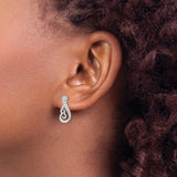 Sterling Silver Spiral Swirl Stud Earrings With CZ Stones