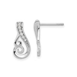 Sterling Silver Swirl Stud Earrings Women with Spiral Openwork Design and Cubic Zirconia Accents, Modern Curved Silver Studs with Flowing Lines, Elegant Spiral Motif for Everyday or Special Wear