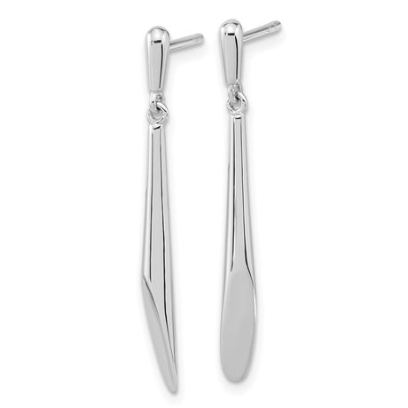 Sterling Silver Drop Earrings, Elongated Teardrop Dangle with Polished Finish, Minimalist Design