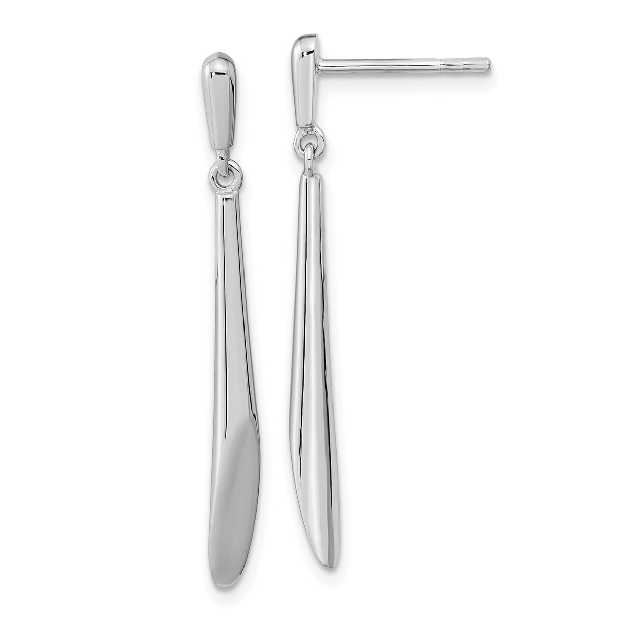 Sterling Silver Drop Earrings, Elongated Teardrop Dangle with Polished Finish, Minimalist Design