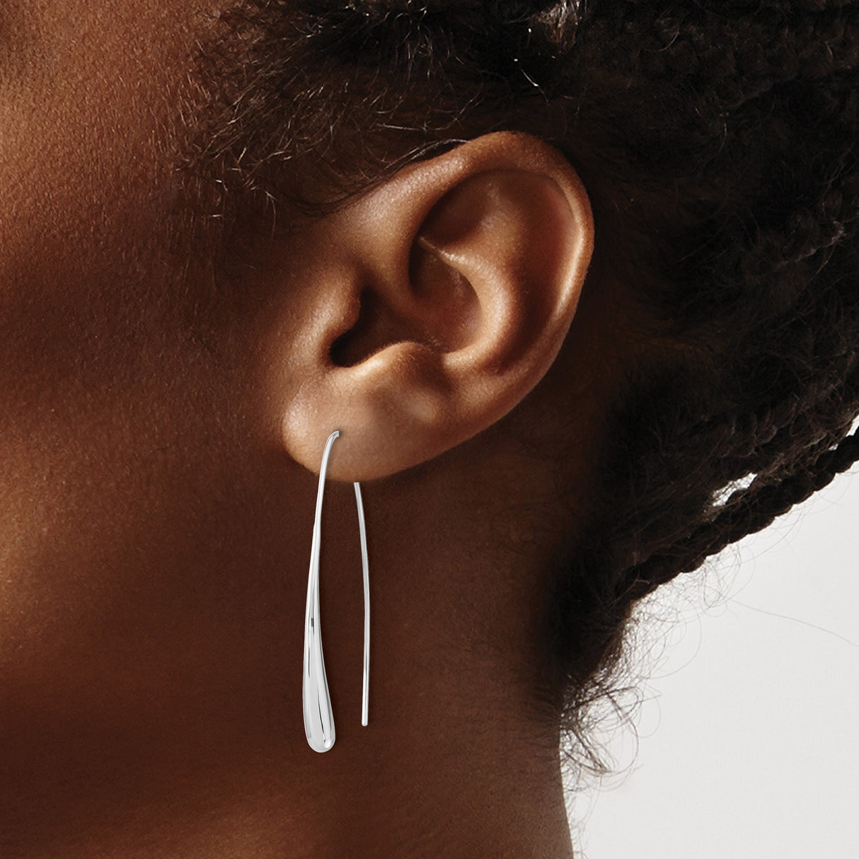 Sterling Silver Threader Earrings with Sleek Teardrop Design, Lightweight Modern Style for Women