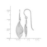 Sterling Silver Leaf Dangle Earrings with Polished and Brushed Finish Organic Design