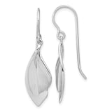 Sterling Silver Leaf Dangle Earrings with Polished and Brushed Finish Organic Design