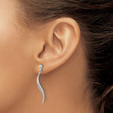 Sterling Silver Wave Drop Earrings with Curved Design, Brushed and Polished Finish, Lightweight Style