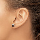 Sterling Silver Rose Gold Cushion Brown CZ Stud Earrings