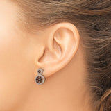 Sterling Silver Drop Earrings with Cubic Zirconia, Double Halo Rose Gold Plated Design for Women