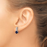 Sterling Silver Drop Earrings with Blue Spinel and Cubic Zirconia Accents, Rhodium Plated Dangle Style