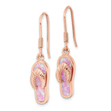 Sterling Silver Flip-Flop Dangle Earrings with Created Pink Opal, Rose Gold Plated Style