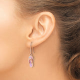 Sterling Silver Flip-Flop Dangle Earrings with Created Pink Opal, Rose Gold Plated Style