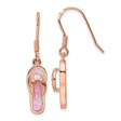 Sterling Silver Flip-Flop Dangle Earrings with Created Pink Opal, Rose Gold Plated Style