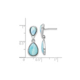 Sterling Silver Dangle Earrings with Larimar Teardrop Design, Boho Beach Style for Women