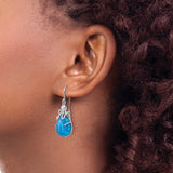 Sterling Silver Octopus Drop Earrings with Created Opal, Nautical Marine Theme