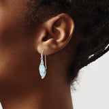 Sterling Silver Dangle Earrings with Larimar Marquise Cut Stone, Ocean-Inspired Boho Design