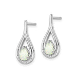 Sterling Silver Open Teardrop Earrings Pear Shaped Opal CZ