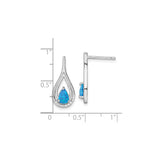 Sterling Silver Teardrop Openwork Earrings Blue Opal CZ