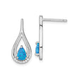 Sterling Silver Teardrop Stud Earrings for Women with Blue Opal Gemstone, Cubic Zirconia Accents, Openwork Design, Pear Shape Elegant Jewelry for Serenity, Inner Calm, Formal or Daily Wear