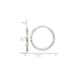 Sterling Silver Hoop Earrings with Diamond-Cut Textured Finish, Lightweight Minimalist Design